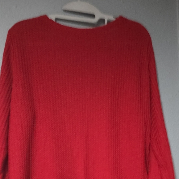 Women's Red Open Front Sweater - Picture 5 of 7